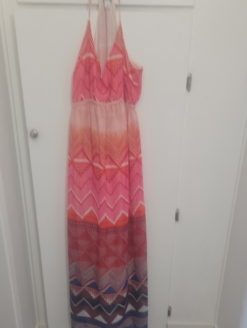 Old Navy Pink and Orange Chevron Print Maxi Dress